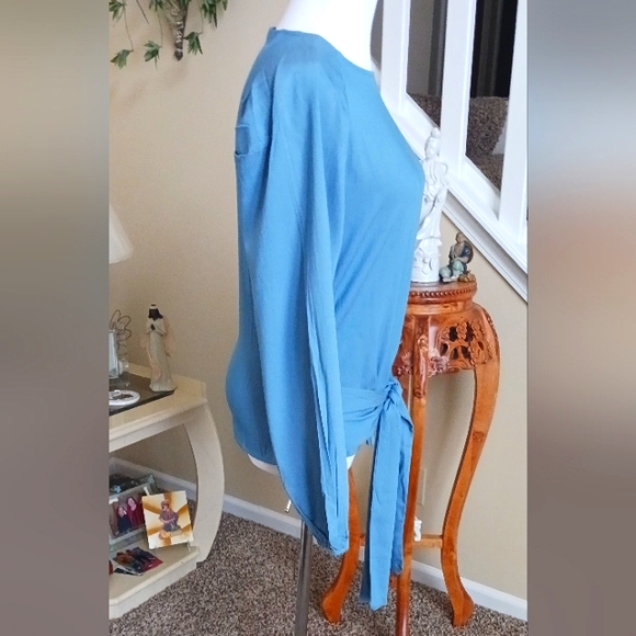 Citrus Apparel Blue Balloon Sleeve Blouse Medium NWT - Picture 4 of 15